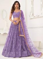 Butterfly Net Lavender Party Wear Embroidery Work Lehenga Choli